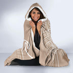 Aotearoa Maori Koru Curves Hooded Blanket Silver Ferns - Mocha
