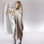 Aotearoa Maori Koru Curves Hooded Blanket Silver Ferns - Mocha