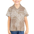 Aotearoa Maori Koru Curves Kid Hawaiian Shirt Silver Ferns - Mocha