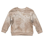 Aotearoa Maori Koru Curves Kid Ugly Christmas Sweater Silver Ferns - Mocha