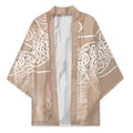 Aotearoa Maori Koru Curves Kimono Silver Ferns - Mocha