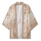 Aotearoa Maori Koru Curves Kimono Silver Ferns - Mocha