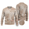 Aotearoa Maori Koru Curves Ugly Christmas Sweater Silver Ferns - Mocha