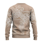 Aotearoa Maori Koru Curves Ugly Christmas Sweater Silver Ferns - Mocha