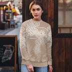Aotearoa Maori Koru Curves Ugly Christmas Sweater Silver Ferns - Mocha