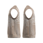 Aotearoa Maori Koru Curves Christmas Knitted V-Neck Vest Silver Ferns - Mocha