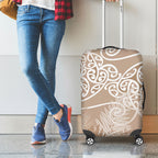 Aotearoa Maori Koru Curves Luggage Cover Silver Ferns - Mocha
