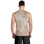 Aotearoa Maori Koru Curves Men Tank Top Silver Ferns - Mocha