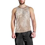 Aotearoa Maori Koru Curves Men Tank Top Silver Ferns - Mocha