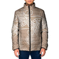 Aotearoa Maori Koru Curves Padded Jacket Silver Ferns - Mocha