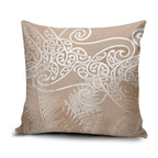 Aotearoa Maori Koru Curves Pillow Cover Silver Ferns - Mocha