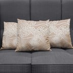 Aotearoa Maori Koru Curves Pillow Cover Silver Ferns - Mocha
