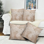 Aotearoa Maori Koru Curves Pillow Cover Silver Ferns - Mocha
