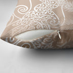 Aotearoa Maori Koru Curves Pillow Cover Silver Ferns - Mocha