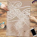 Aotearoa Maori Koru Curves Puzzle Silver Ferns - Mocha