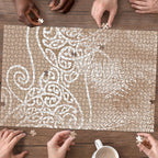 Aotearoa Maori Koru Curves Puzzle Silver Ferns - Mocha