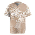 Aotearoa Maori Koru Curves Rugby Jersey Silver Ferns - Mocha