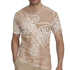 Aotearoa Maori Koru Curves Rugby Jersey Silver Ferns - Mocha