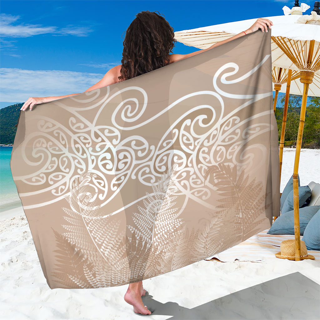 Aotearoa Maori Koru Curves Sarong Silver Ferns - Mocha