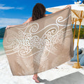 Aotearoa Maori Koru Curves Sarong Silver Ferns - Mocha