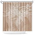 Aotearoa Maori Koru Curves Shower Curtain Silver Ferns - Mocha
