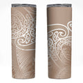 Aotearoa Maori Koru Curves Skinny Tumbler Silver Ferns - Mocha