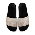 Aotearoa Maori Koru Curves Slide Sandals Silver Ferns - Mocha