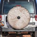 Aotearoa Maori Koru Curves Spare Tire Cover Silver Ferns - Mocha