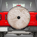 Aotearoa Maori Koru Curves Spare Tire Cover Silver Ferns - Mocha