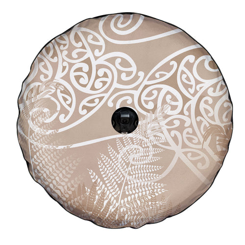 Aotearoa Maori Koru Curves Spare Tire Cover Silver Ferns - Mocha