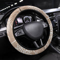 Aotearoa Maori Koru Curves Steering Wheel Cover Silver Ferns - Mocha