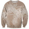 Aotearoa Maori Koru Curves Sweatshirt Silver Ferns - Mocha