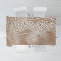 Aotearoa Maori Koru Curves Tablecloth Silver Ferns - Mocha