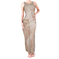 Aotearoa Maori Koru Curves Tank Maxi Dress Silver Ferns - Mocha