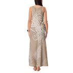 Aotearoa Maori Koru Curves Tank Maxi Dress Silver Ferns - Mocha