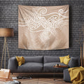Aotearoa Maori Koru Curves Tapestry Silver Ferns - Mocha