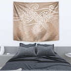 Aotearoa Maori Koru Curves Tapestry Silver Ferns - Mocha