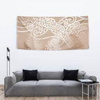 Aotearoa Maori Koru Curves Tapestry Silver Ferns - Mocha