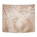 Aotearoa Maori Koru Curves Tapestry Silver Ferns - Mocha