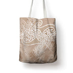 Aotearoa Maori Koru Curves Tote Bag Silver Ferns - Mocha
