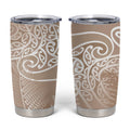 Aotearoa Maori Koru Curves Tumbler Cup Silver Ferns - Mocha