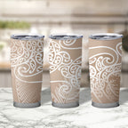 Aotearoa Maori Koru Curves Tumbler Cup Silver Ferns - Mocha