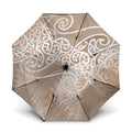 Aotearoa Maori Koru Curves Umbrella Silver Ferns - Mocha