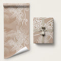 Aotearoa Maori Koru Curves Wrapping Paper Silver Ferns - Mocha