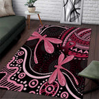Australia Indigenous Mix Polynesian Area Rug Pink Ribbon and Dragonflies - Aussie Hoodie