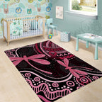 Australia Indigenous Mix Polynesian Area Rug Pink Ribbon and Dragonflies - Aussie Hoodie