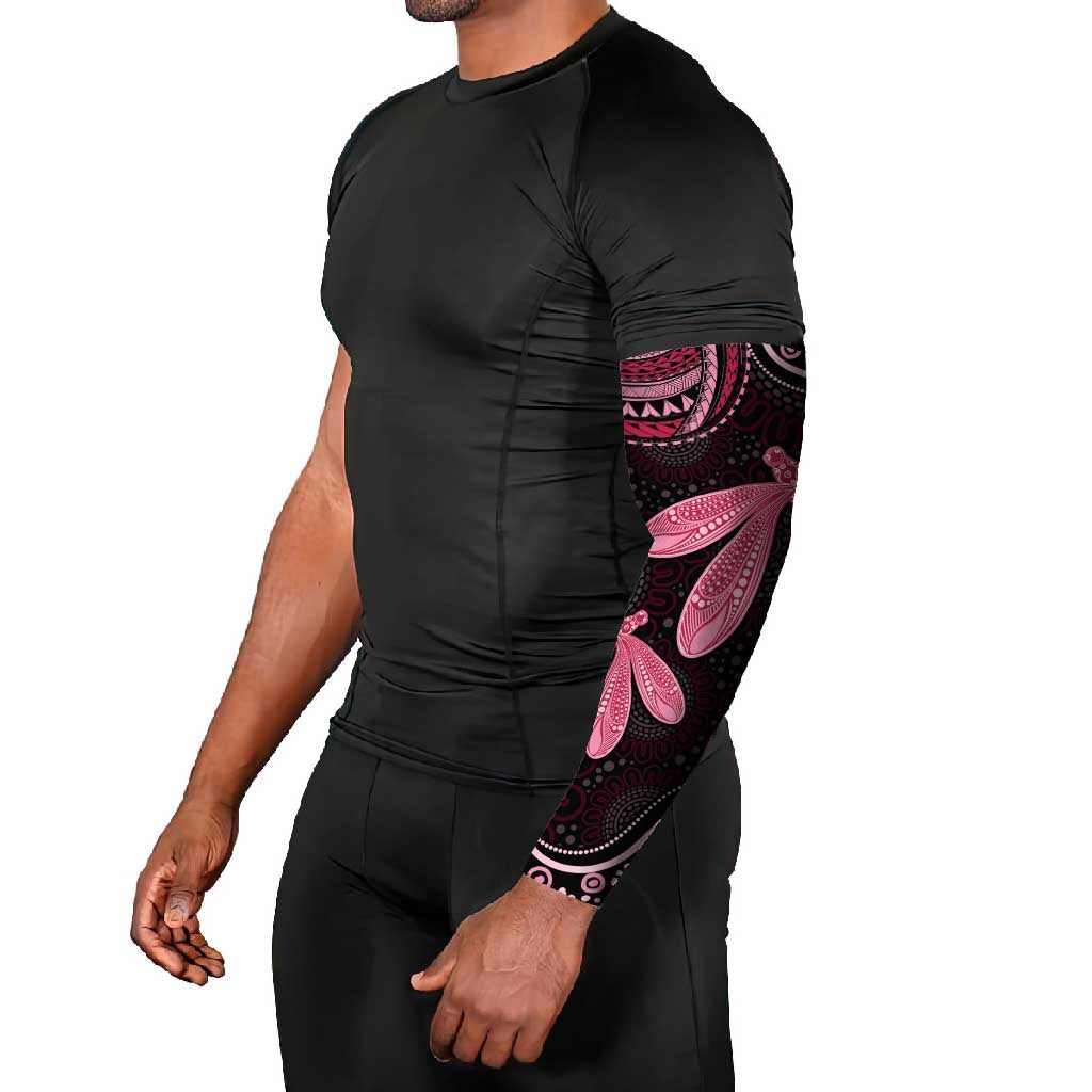Australia Indigenous Mix Polynesian Arm Sleeves Pink Ribbon and Dragonflies - Aussie Hoodie