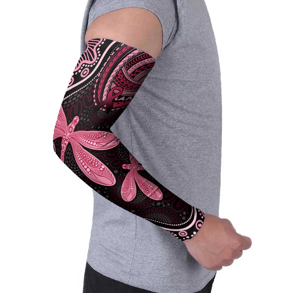 Australia Indigenous Mix Polynesian Arm Sleeves Pink Ribbon and Dragonflies - Aussie Hoodie