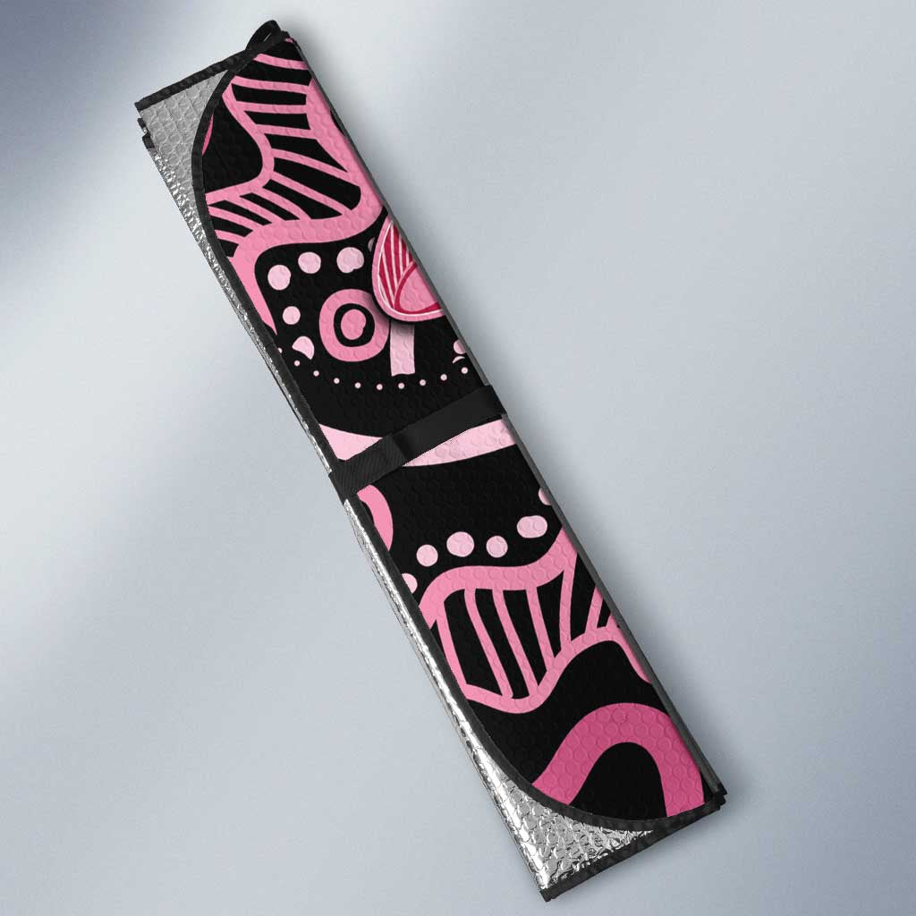 Australia Indigenous Mix Polynesian Auto Sun Shade Pink Ribbon and Dragonflies - Aussie Hoodie