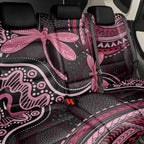 Australia Indigenous Mix Polynesian Back Car Seat Cover Pink Ribbon and Dragonflies - Aussie Hoodie
